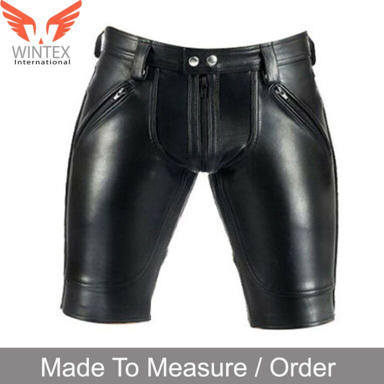 Mens Black Leather Shorts | Genuine Leather Shorts